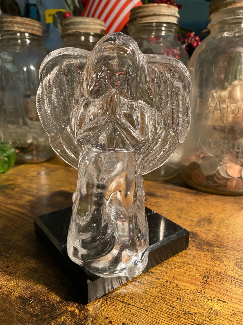 Clear Glass Praying Angel Figurine with Home Art